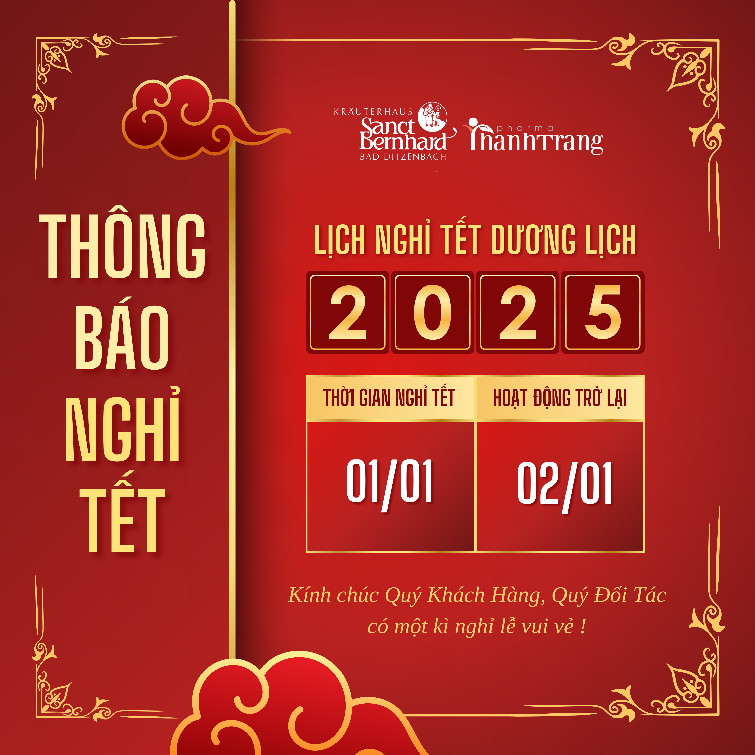 THÔNG BÁO NGHỈ TẾT DƯƠNG LỊCH 2025